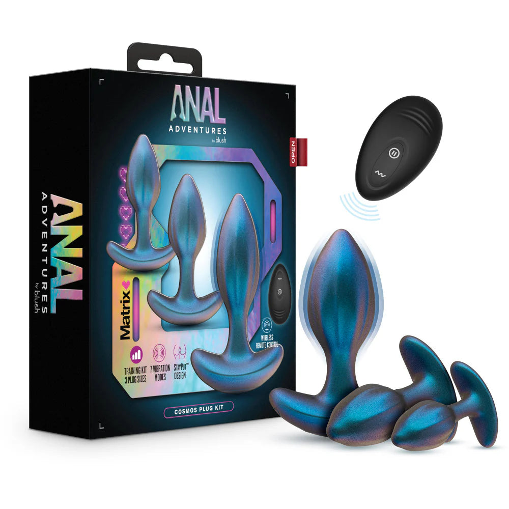 Kit Anal Adventures Cosmos – 3 Plugs con Control Remoto